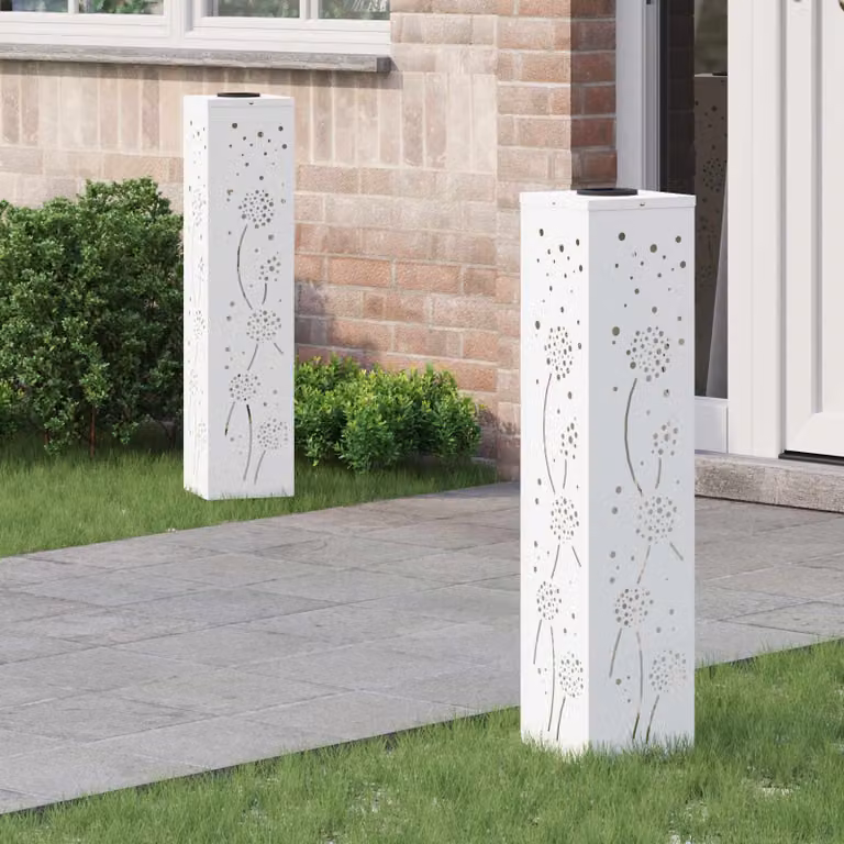 Set di 2 faretti LED solari vidaXL per sentieri e giardino, luce bianco caldo, L/P/H: 18 x 18 x 80 cm