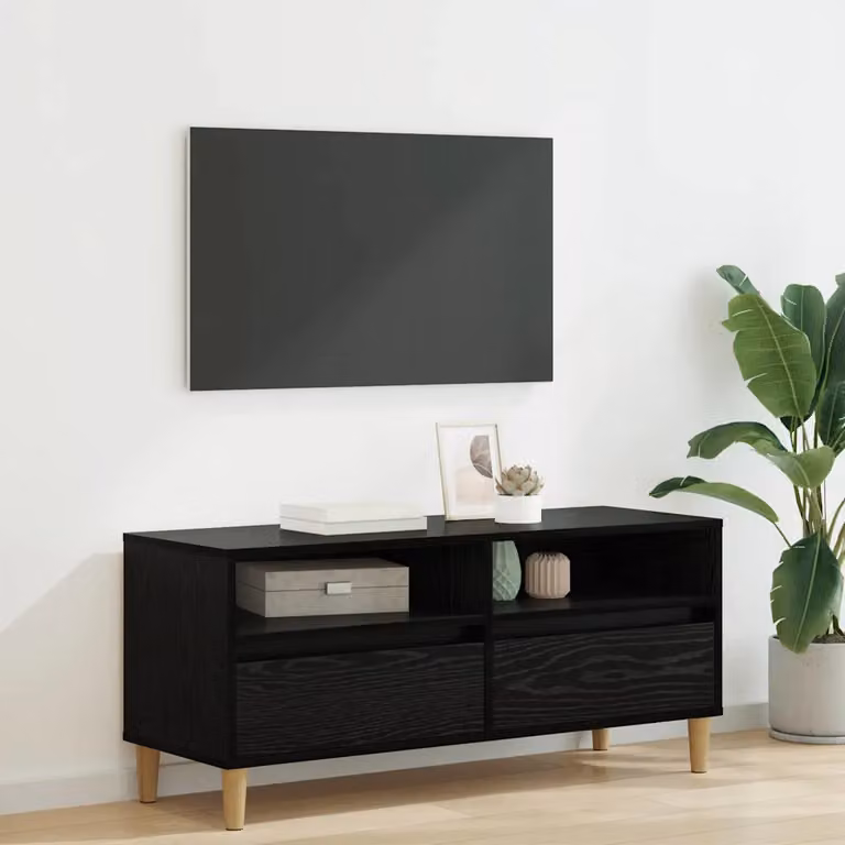 Mobile TV vidaXL Rovere Nero in Legno Ingegnerizzato L: 100 cm, P: 34,5 cm, H: 44,5 cm