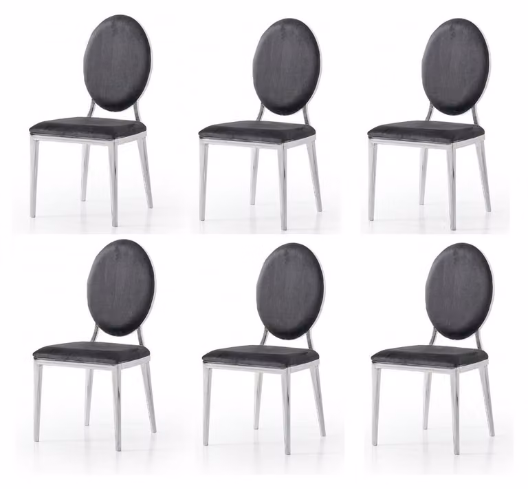 Set di 6 sedie, colore nero, comode, dal design moderno ed elegante, imbottite e dal gusto classico
