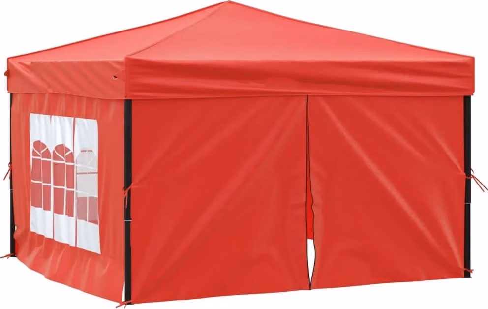 Tenda per Feste Pieghevole con Pareti Laterali Rosso 3x3 m