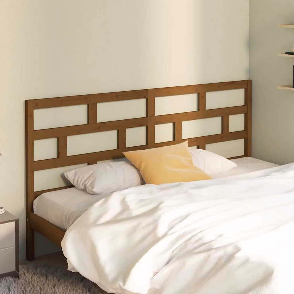 Testiera per letto vidaXL in legno massello di pino color marrone, stile rustico, L: 206 cm, P: 4 cm, H: 100 cm