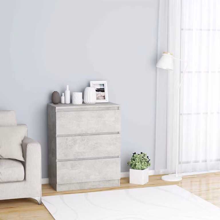 Credenza vidaXL in legno multistrato e MDF, Grigio, L 60 cm x P 35 cm x H 76 cm