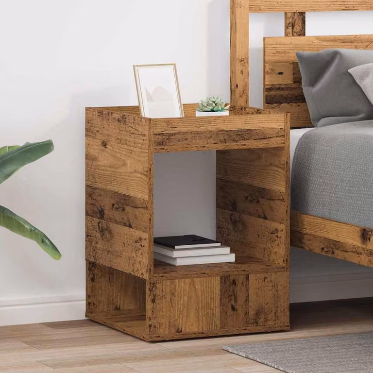 Set di 2 tavolini da soggiorno vidaXL in legno effetto vecchio marrone, L/P/H: 40 x 40 x 56 cm