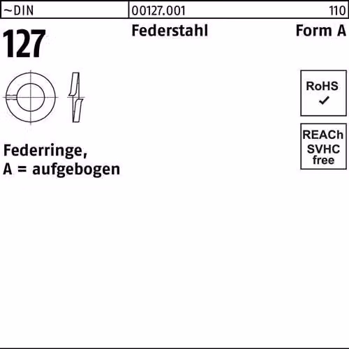 Rondelle elastiche Reyher DIN 127 st. A 10 001270019100000 (100 pezzi)
