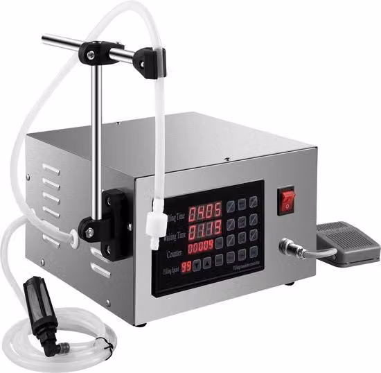 Macchina riempitrice automatica Vevor in acciaio inossidabile argento per liquidi, salse e bevande, capacità 5-3500 ml, 50W