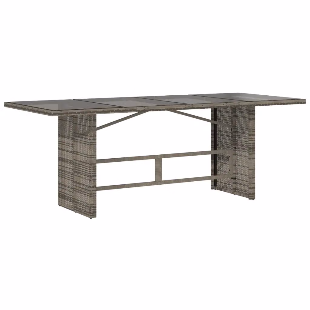 Tavolo da giardino rettangolare estensibile vidaXL in polyrattan e vetro grigio L: 190 cm, P: 80 cm, H: 75 cm – 2