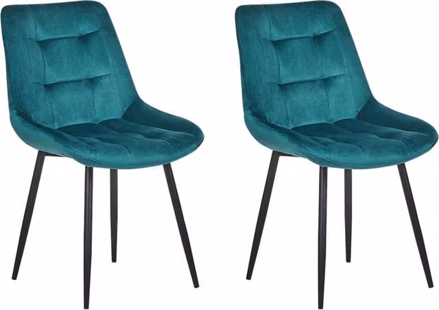 Set di 2 sedie da pranzo moderne BELIANI in velluto blu con gambe in metallo nero – 1