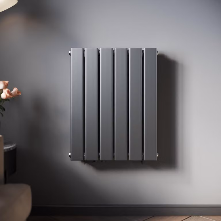 SONNI Radiatore verticale di design a pannelli, a doppio strato, antracite, 600×465 mm, senza resistenza