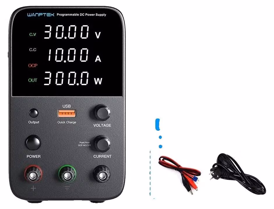 Alimentatore da laboratorio, tensione regolabile, protezione da sovracorrente, modello WPS 30V 10A 300W, con spina EU da 220V