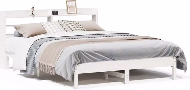 Letto matrimoniale | Letto per adulti | Letto senza Materasso Bianco 150x200 cm Legno Massello di Pino