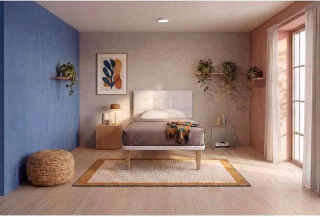 Letto imbottito Singolo 80x190 cm Square - Bianco,Similpelle,Con rete