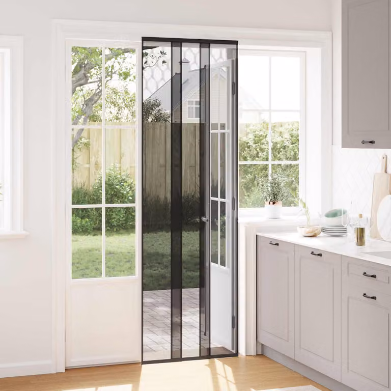 vidaXL Zanzariera per porta con tenda in rete Nero 70 x 220 cm