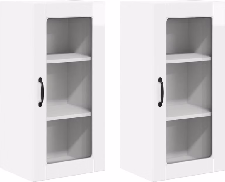 Mobile in vetro da parete LUCCA 2 pcs Bianco Lucido