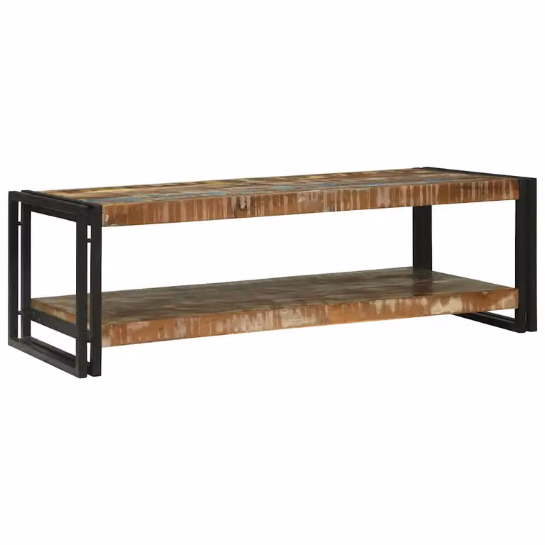 vidaXL Tavolino da salotto rettangolare in legno massello recuperato multicolore L: 120 cm, P: 50 cm, H: 38 cm