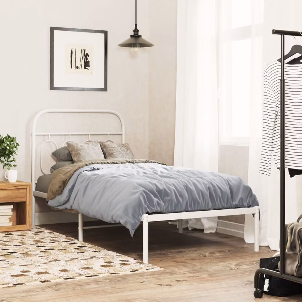 vidaXL Giroletto con Testiera in Metallo Bianco L 80 cm x P 200 cm