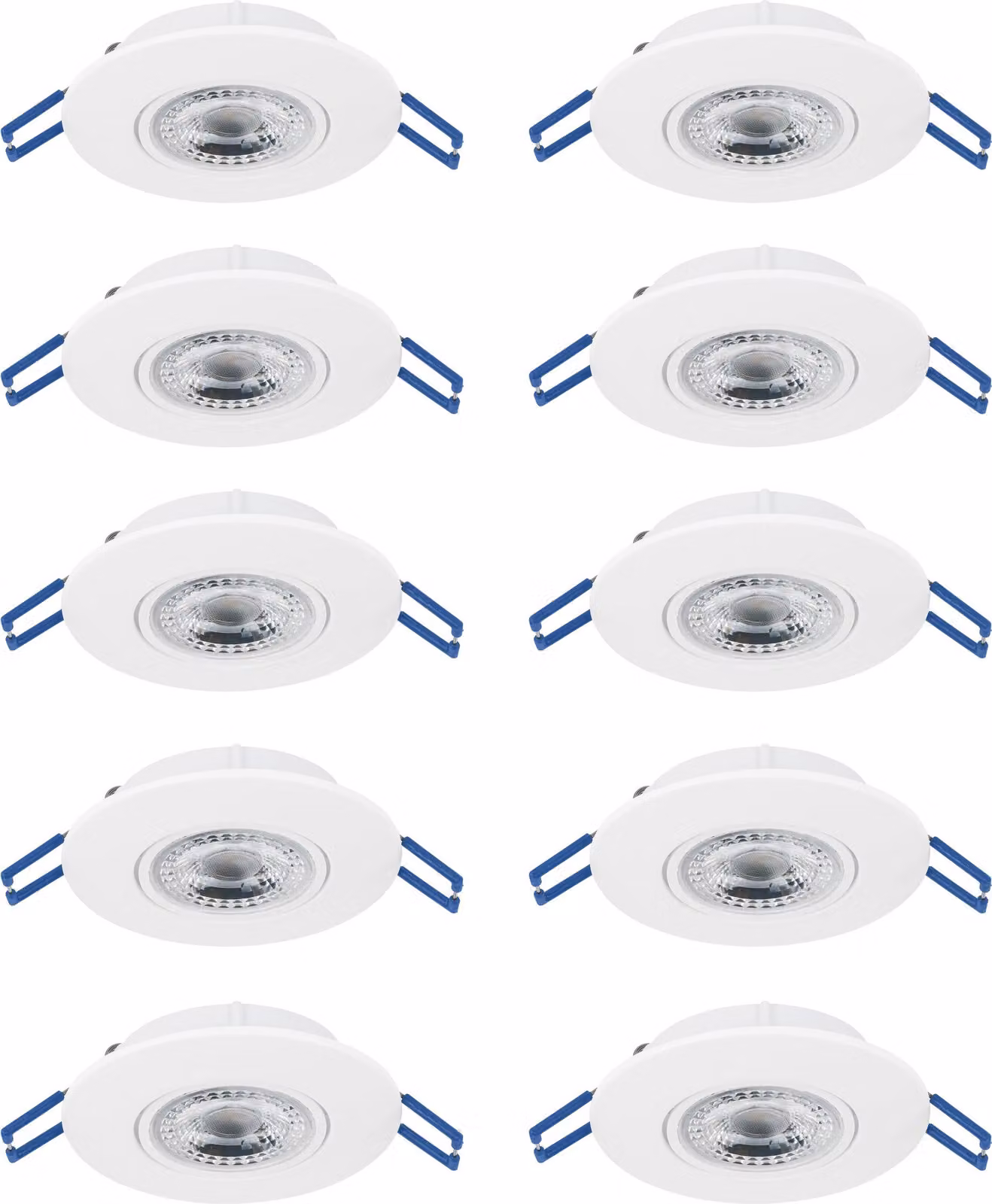 EGLO, set di 10 faretti LED da incasso Cedrez, diametro 9 cm, plafoniere a filo, con interruttore a levetta, in plastica, luce bianco caldo, bianco neutro, bianco freddo