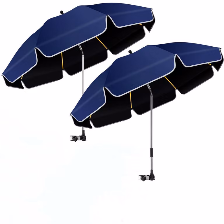 Set da spiaggia composto da una sedia a sdraio e un ombrellone, 2 pezzi. Sedia a sdraio: 124 cm. Ombrellone: rotazione a 360°. Protezione UV 50+