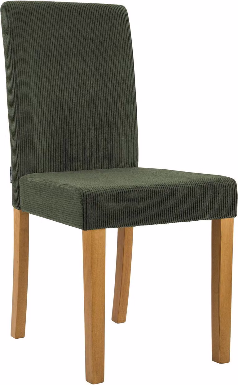 Sedia da pranzo in velluto a coste verde - Sedia da cucina - Extra comfort, robusta struttura in legno, protezione del pavimento