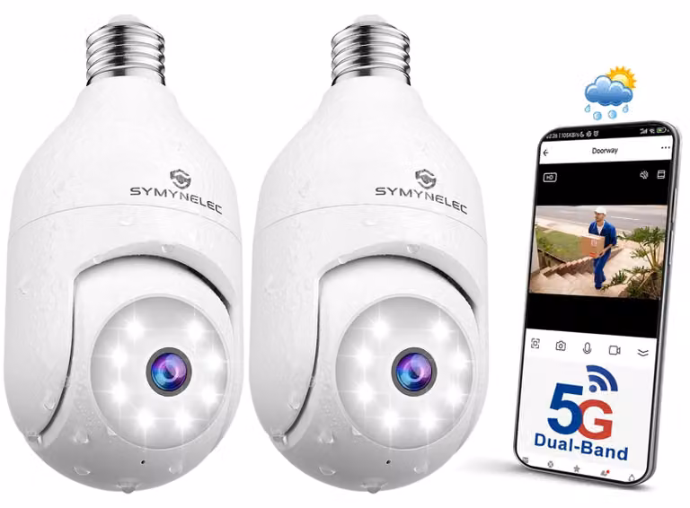 Telecamera da esterno a 5 GHz/2,4 GHz, lampadina Wi-Fi, telecamera di sicurezza wireless 2K 4MP