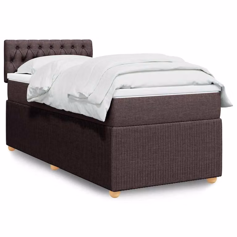 vidaXL Giroletto a Molle Ibrido con Materasso in Tessuto Marrone e Bianco, L/P/H: 90 x 190 cm