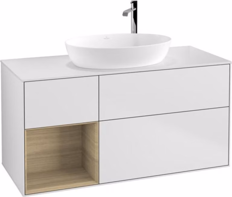 Mobiletto V&B Finion 120 cm, Pl bianco, Reg Oa ven, bianco m Lac