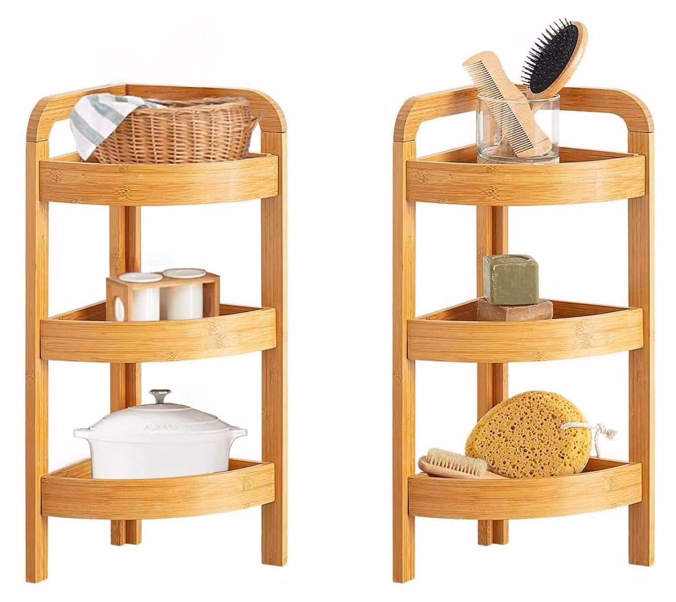 Scaffale Avilia a 3 ripiani in bambù, elegante e sostenibile, dimensioni 33 x 23 x 61 cm