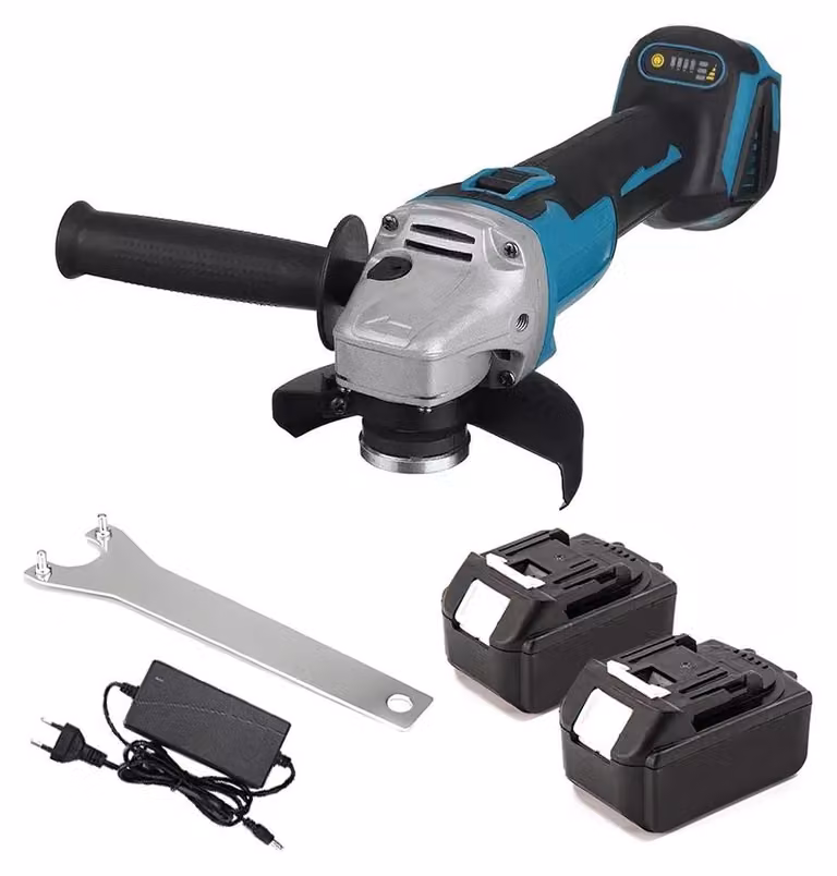 Smerigliatrice angolare, motore brushless, design ergonomico, 2 batterie