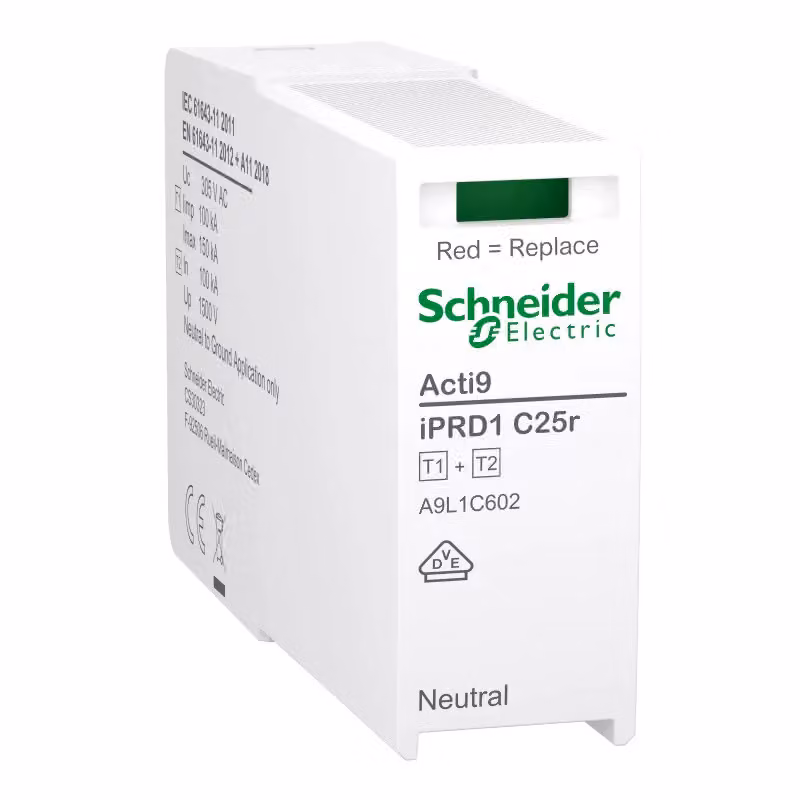 Modulo di protezione di ricambio Schneider Electric per scaricatori combinati iPRD1 C25r o iPRD1 F25r, tipo 1+2, modulo N-PE A9L1C602