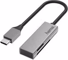 Lettore di schede di memoria SD e MicroSD Hama con connessione USB C, Grigio