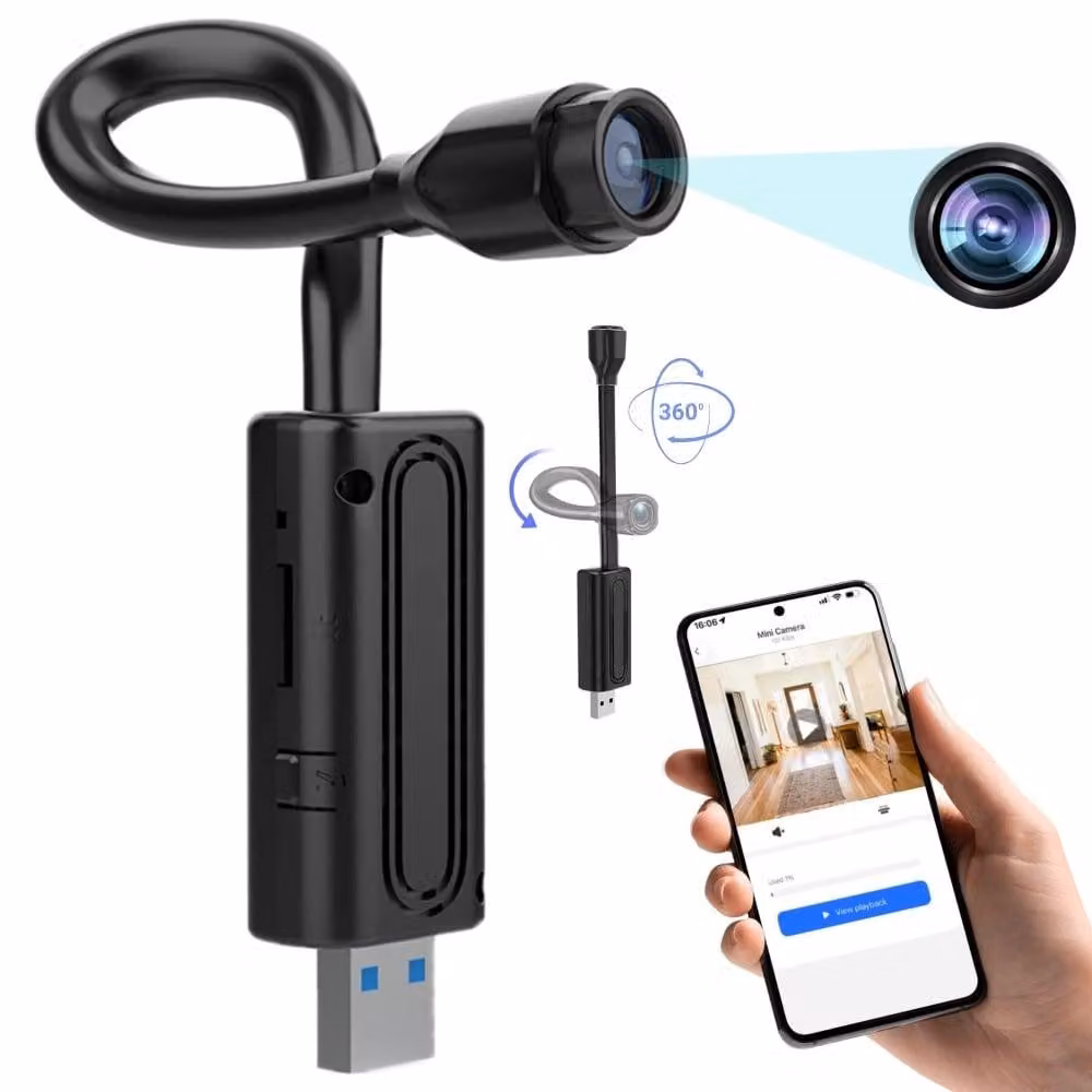 Mini Telecamera iUni W720, Wi-Fi, Visualizzazione HD, Sensore di movimento, Slot per scheda microSD