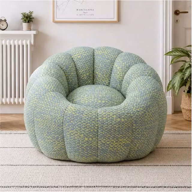 Poltrona sacco 52.0x43.5x31.5 cm con imbottitura in memory foam; flanella giallo e nero