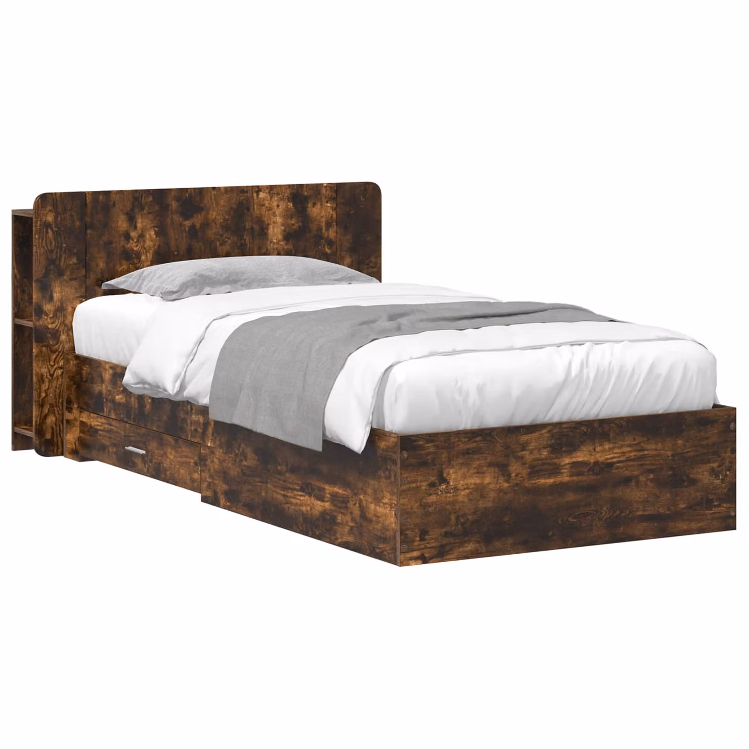 vidaXL Letto con contenitore e cassetti in Rovere Fumo, L 100 x P 200 cm