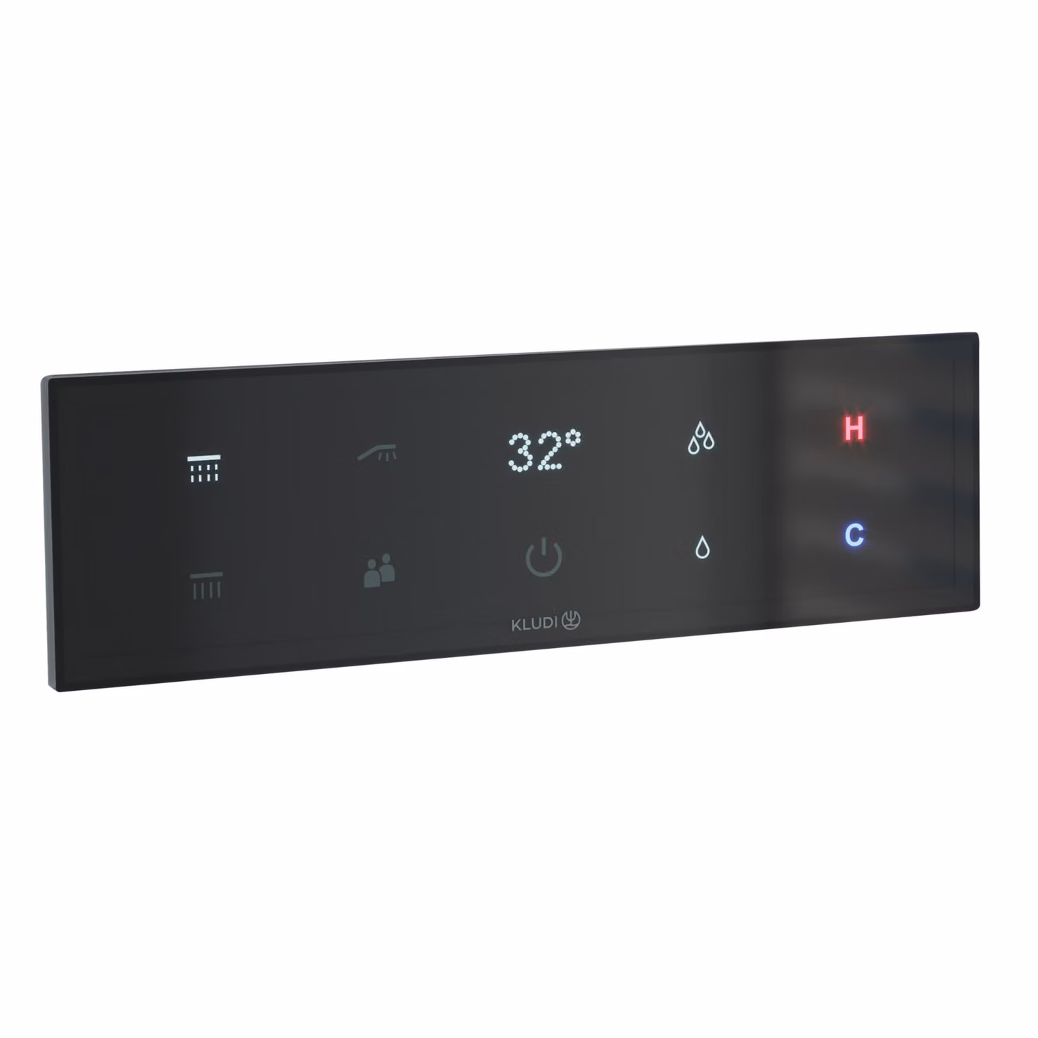 KLUDI TRONIC / TOUCHTRONIC Thermostat électronique encastré, Set d'encastrement avec écran tactile, HotStop, polycarbonate, 38310G1-00, 38310G1-00