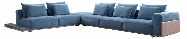 Blau Ecksofa L-Form Couch Wohnzimmer Luxus Stoffmöbel Luxus Design