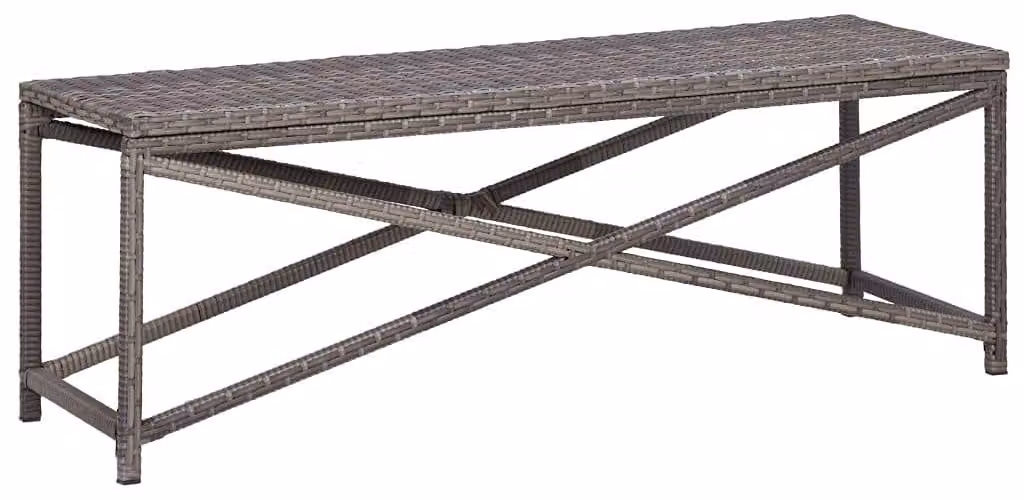 Panca da giardino in rattan sintetico, 120 cm, con struttura in acciaio