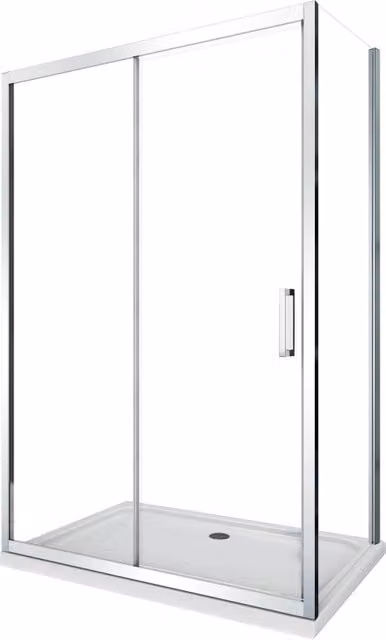 Box doccia angolare parete fissa e ANTA FISSA + PORTA scorrevole vetro 6 mm MISURA 72,5-75 ANTA FISSA + PORTA 155-160
