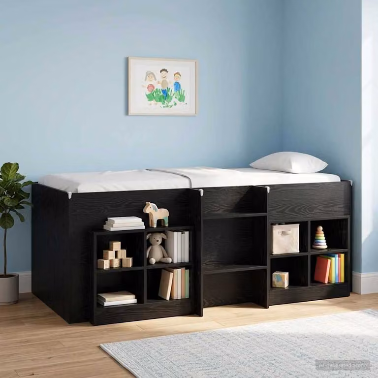 Set di 2 armadietti per letto vidaXL in stile moderno, colore nero opaco, L: 66 cm, P: 33 cm, H: 48 cm