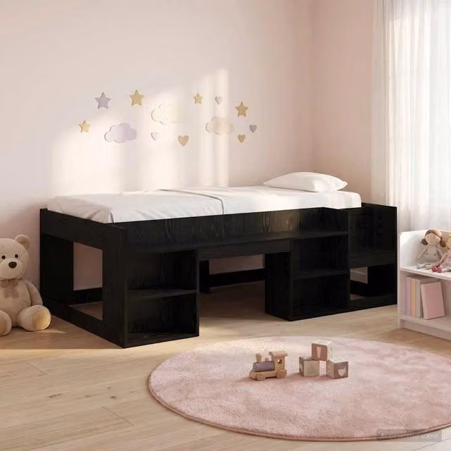 Struttura per Letto per Bambini con Ripostiglio Rovere Nero 3422604