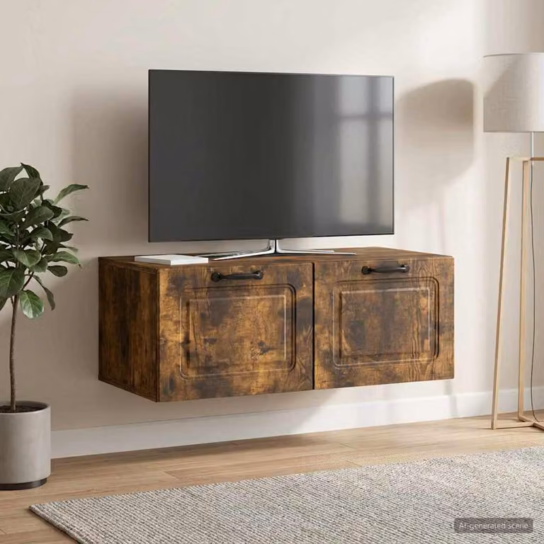 Mobile Porta TV da Muro vidaXL Moderno in Rovere Fumo, L 78,5 cm x P 41 cm x H 30 cm