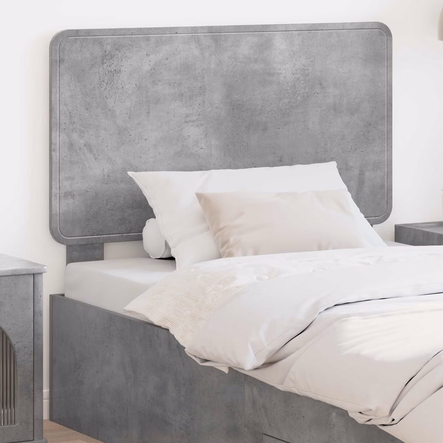 Testiera per letto moderna vidaXL in legno ingegnerizzato grigio cemento con design astratto opaco