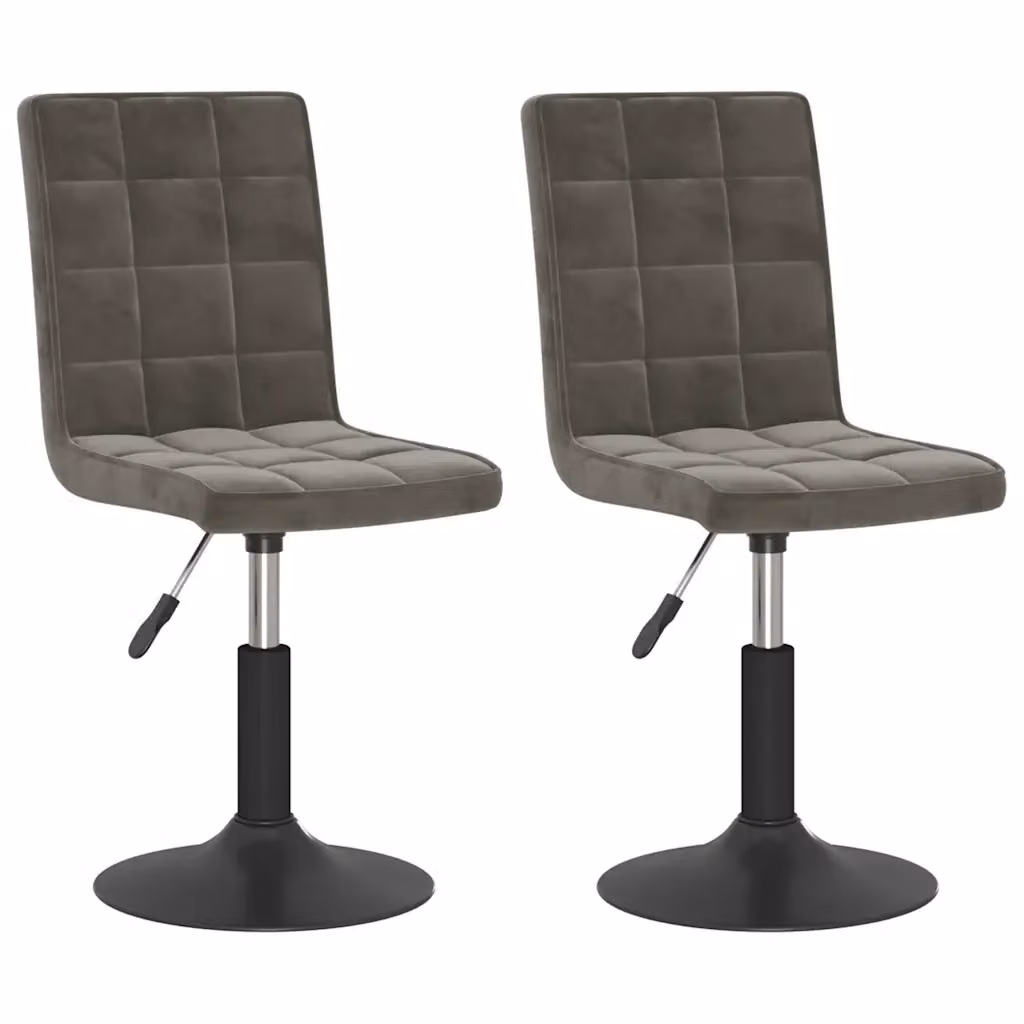 Set di 2 sedie da pranzo girevoli vidaXL in velluto grigio con base moderna – 2