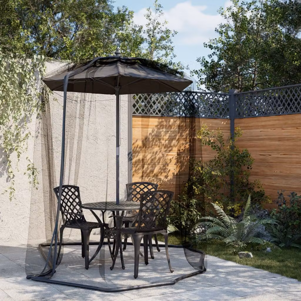 vidaXL Zanzariera per Ombrellone in Poliestere Nera Φ300 x H 230 cm