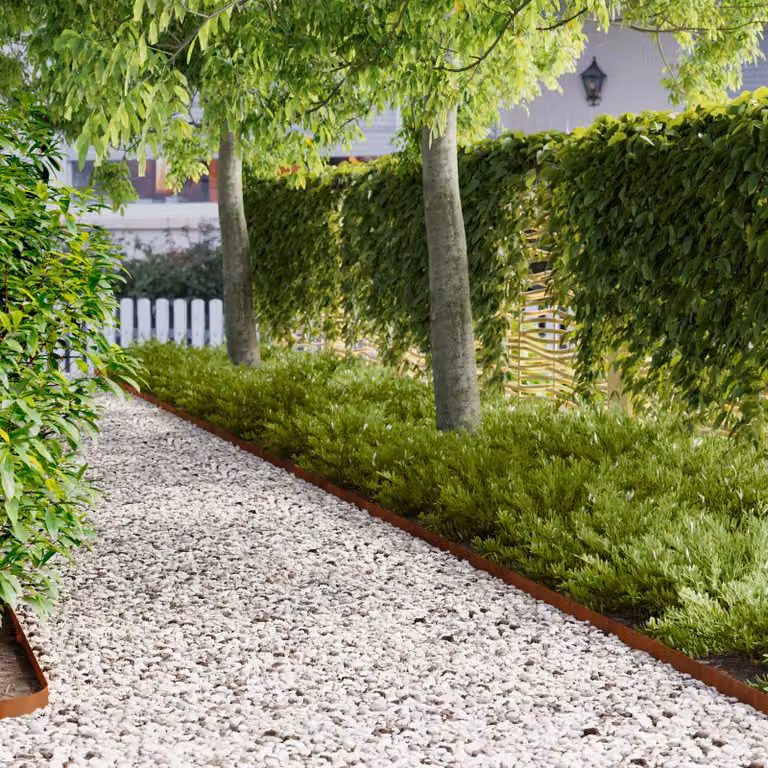 Set di 50 bordure per prato vidaXL in acciaio color ruggine, L: 102 cm, P: 4 cm, H: 4 cm