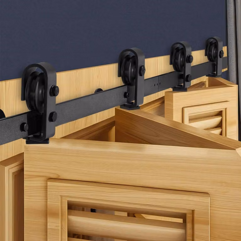 Sistema di porte scorrevoli 1524 mm - Ferramenta per porte scorrevoli nere - Porte scorrevoli a libro - Soluzione per porte scorrevoli interne