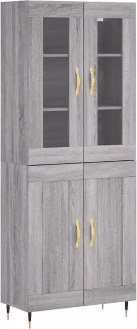 Credenza | Madia | Buffet da pranzo | Armadio da pranzo Grigio Sonoma 69,5x34x180 cm in Legno Multistrato