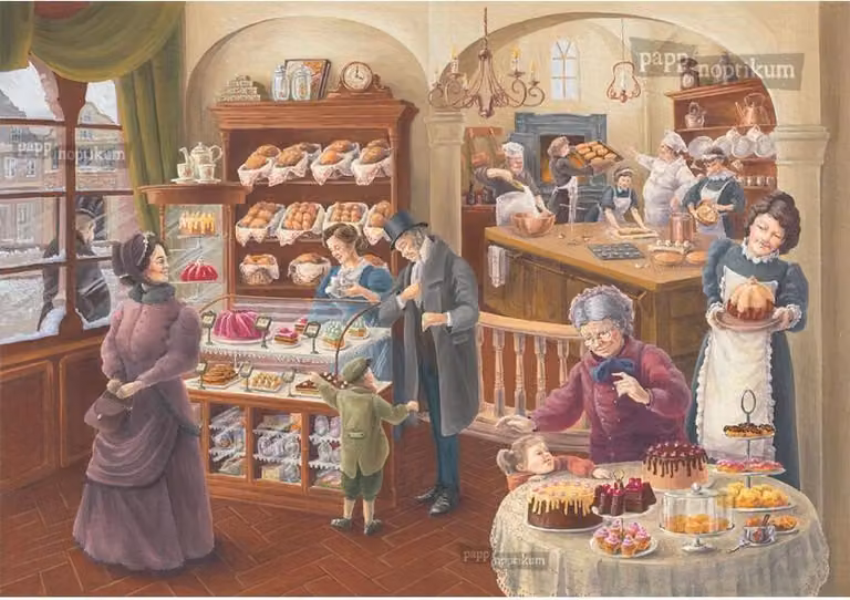 Mini calendario dell'Avvento "Pasticceria natalizia nostalgica" 17x12 cm