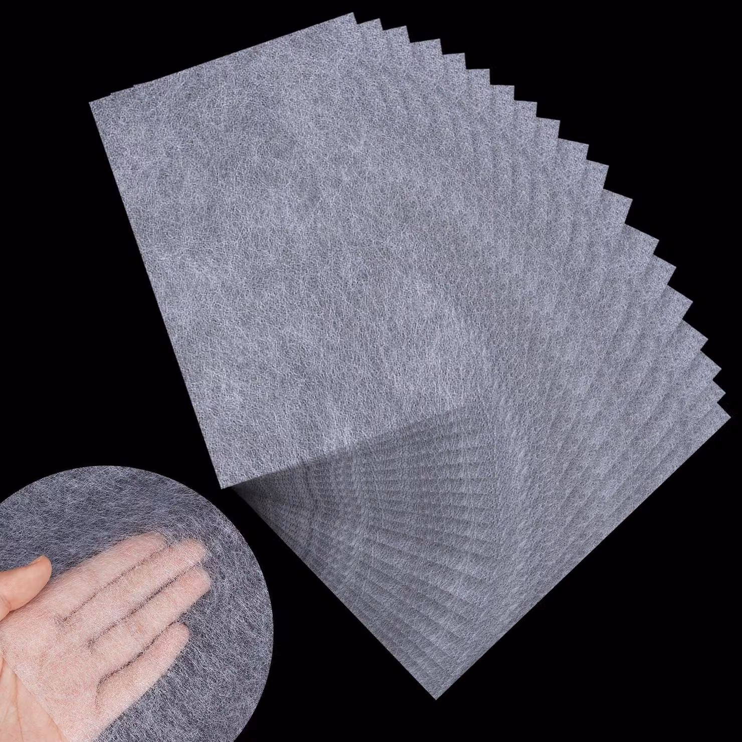 50 fogli di tessuto non tessuto termoadesivo, dimensioni 20x30 cm, utilizzabili su entrambi i lati, leggeri