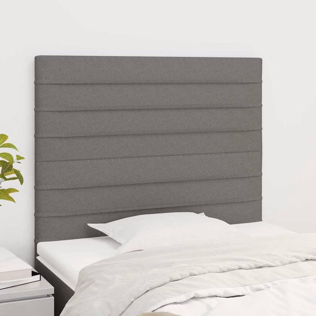 Testiera per letto vidaXL in tessuto grigio con struttura in legno di larice, L/P/H: 128 x 80 x 5 cm