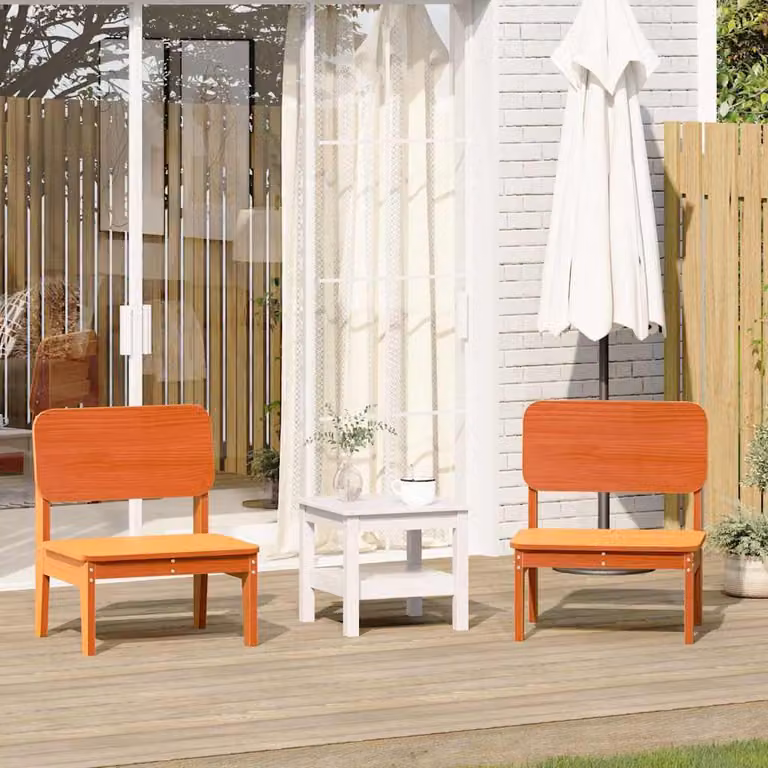Set di 2 sedie da giardino vidaXL in legno massello di pino cerato, colore marrone arancio, stile rustico