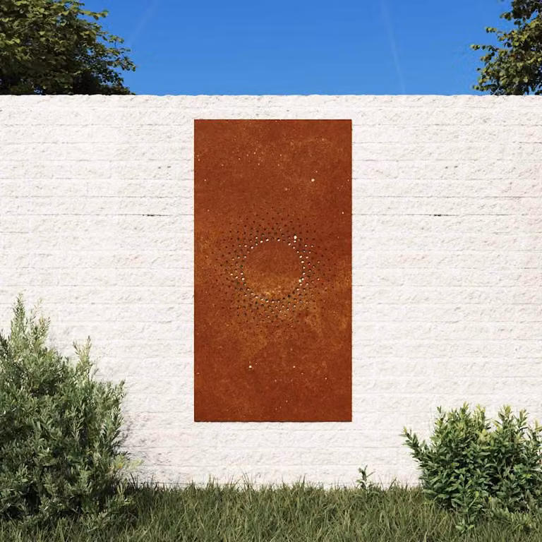 Decorazione Muro da Giardino Sole in Acciaio Corten Marrone vidaXL L: 105 cm, H: 55 cm